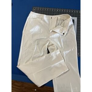 Coldwater Creek Pants Size 12 Petite Cream Poly Stretch Straight Hi-Rise